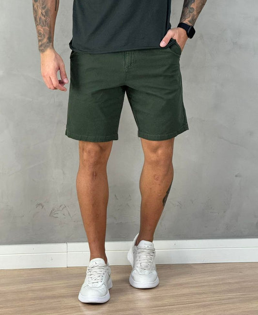 Bermuda de Sastre Verde Militar Masculina Lisa - Aramis