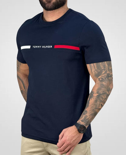 Camiseta Azul Marino Masculina Chest Insert Tee - Tommy Hilfiger