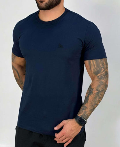 Camiseta Azul Oscuro Casual Masculina Wolf - Acostamento