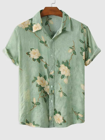 Camisa Masculina Floral Moda Playa Verano