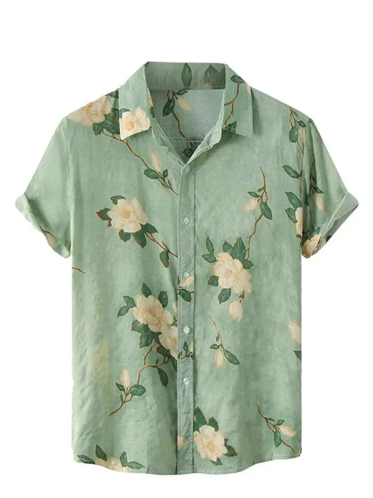 Camisa Masculina Floral Moda Playa Verano