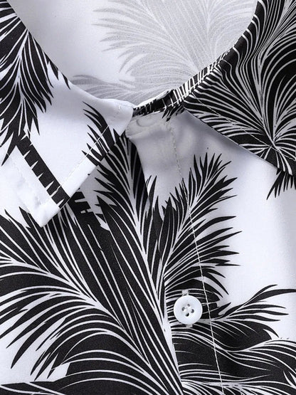 Camisa Hawaiana Tropical Negro y Blanco